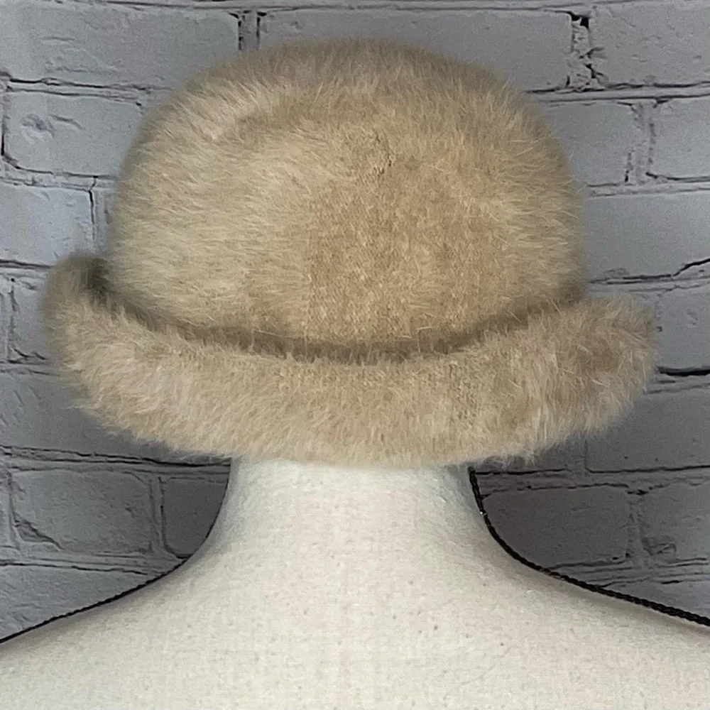 Betmar Vintage 1970s Tan Angora Wool Blend Bucket Hat France